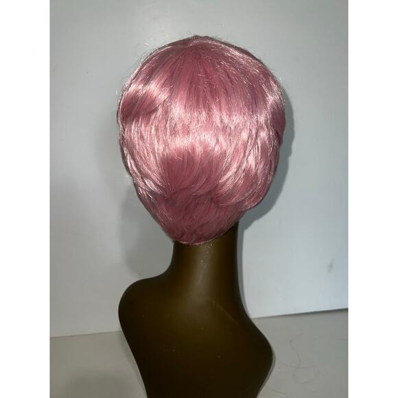 Short Straight pixie Synthetic Wig Natural Looking Pink Wig Bangs Heat Resistant - Picture 8 of 10